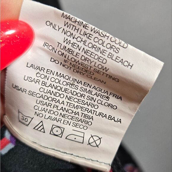 Gianni Bini Black Chiffon Button Down Long Sleeve Tunic Geometric Pattern Blouse - Picture 5 of 11